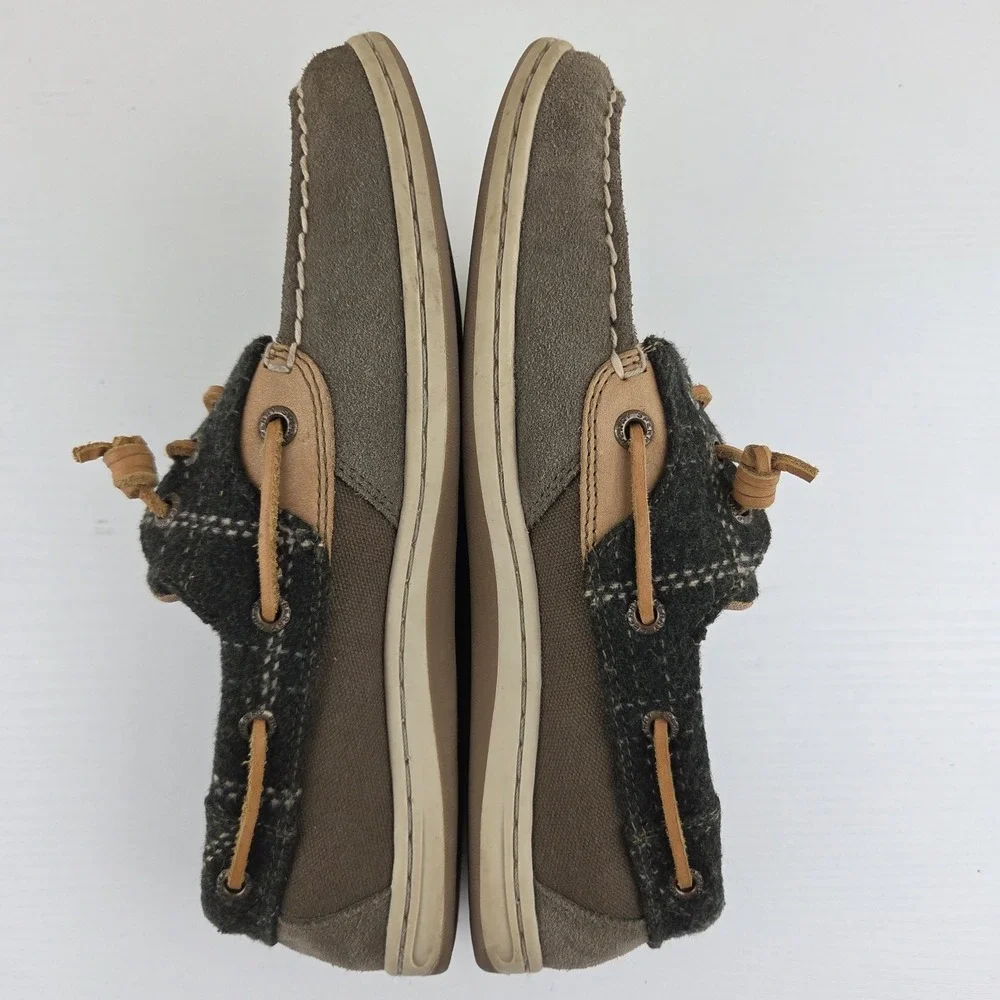 Sperry Songfish Green Suede Leather/Fabric Upper 3 Eye Boat Shoes Wmns Size 8.5M